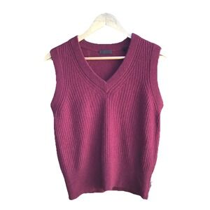 ATM Anthony Thomas Melillo 100% Cashmere Burgundy Ribbed Sweater Vest Small